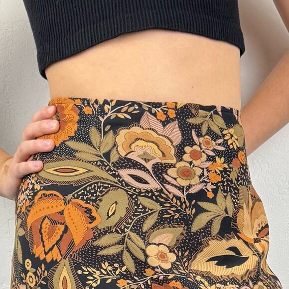 Vintage Y2K 90's Whimsigoth Dark Fairy Floral Pull On Midi/Maxi Skirt By AGB - M - Picture 2 of 13